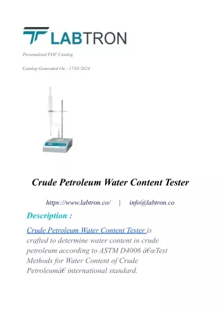 Crude Petroleum Water Content Tester