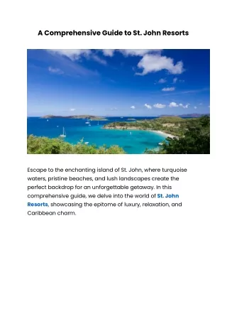A Comprehensive Guide to St John Resorts