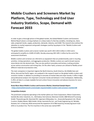 Mobile Crushers and Screeners Market