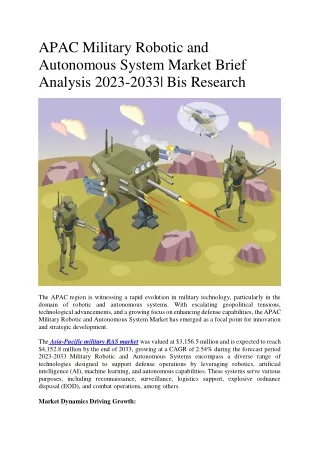 APAC Military Robotic and Autonomous System Market
