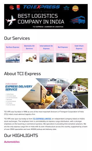 Best Logistics Company in India - TCI Express