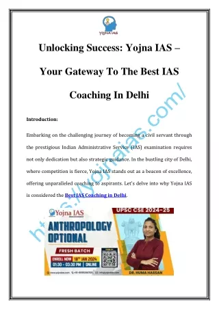 Best IAS Coaching in Delhi  | Call-8595390705 | Yojna IAS