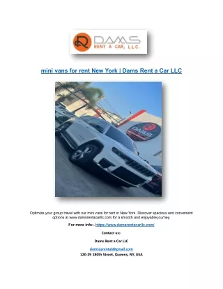 mini vans for rent New York | Dams Rent a Car LLC