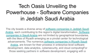 Tech Oasis Unveiling the Powerhouse - Software Companies in Jeddah Saudi Arabia