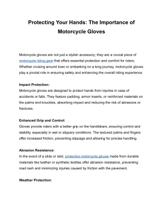 Protecting Your Hands_ The Importance of Motorcycle Gloves
