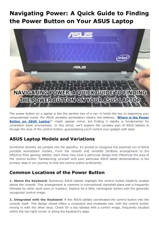 Navigating Power: A Quick Guide to Finding the Power Button on Your ASUS Laptop