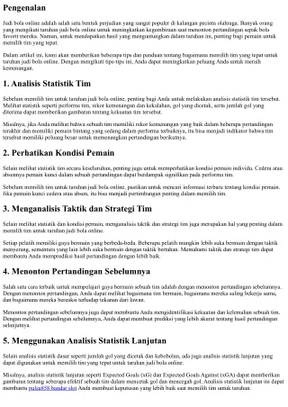 Tips Memilih Tim yang Tepat untuk Taruhan Judi Bola Online