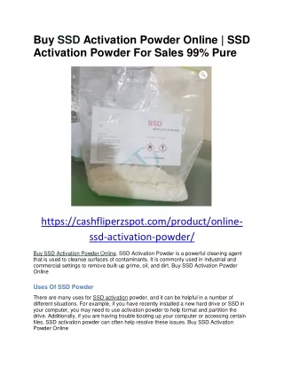 BUY SSD ACTIVATION POWDER ONLINE - CASHFLIPERZSPOT.COM