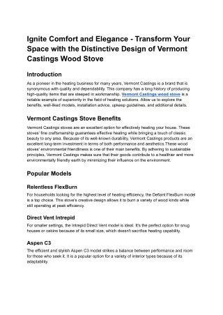 Ignite Comfort and Elegance - Transform Your Space with the Distinctive Design of Vermont Castings Wood Stoves