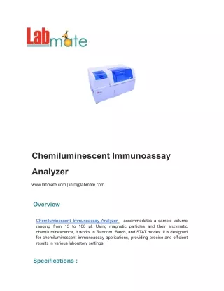 Chemiluminescent Immunoassay Analyzer