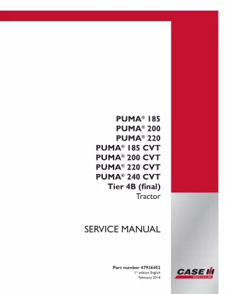 CASE IH PUMA 240 CVT Tier 4B (final) Tractor Service Repair Manual