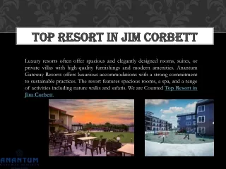 Top Resort in Jim Corbett