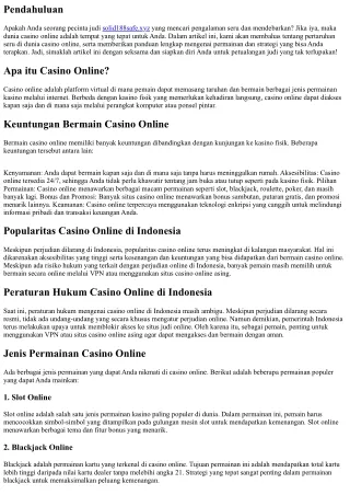 Pertaruhan Seru di Dunia Casino Online