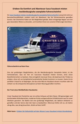 Fuhrerscheinfrei genießen luxus hausboot mieten mecklenburgische seenplatte