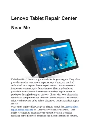 Lenovo Tablet Repair Center Near Me