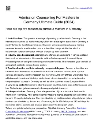 Advantage of study in Germany