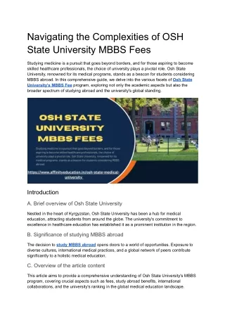 Navigating the Complexities of OSH State University MBBS Fees