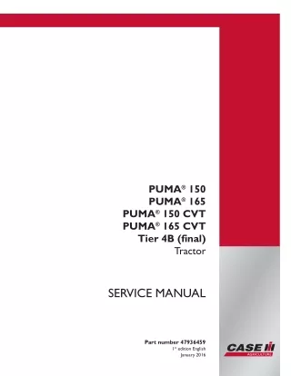 CASE IH PUMA 165 CVT Tier 4B (final) Tractor Service Repair Manual