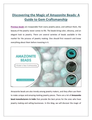 Discovering the Magic of Amazonite Beads- A Guide to Gem Craftsmanship