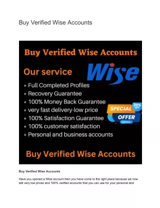 Buy Verified Wise Accounts