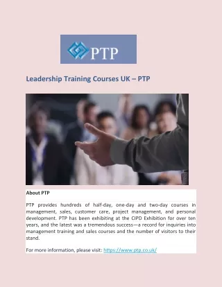 Leadership Training Courses UK – PTP