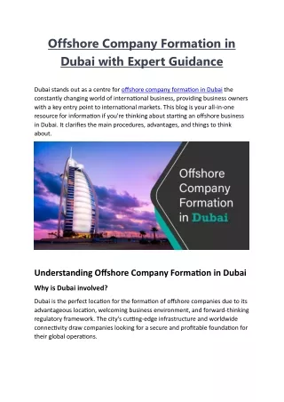 Offshore Company Formation in Dubai with Expert Guidance