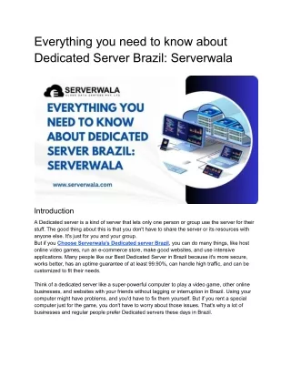 Everything you need to know about Dedicated Server Brazil_ Serverwala