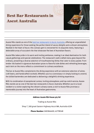 Best Bar Restaurants in Ascot Australia