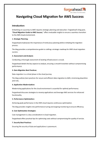 Comprehensive Guide to Successful AWS Cloud Migration - ForgeAhead