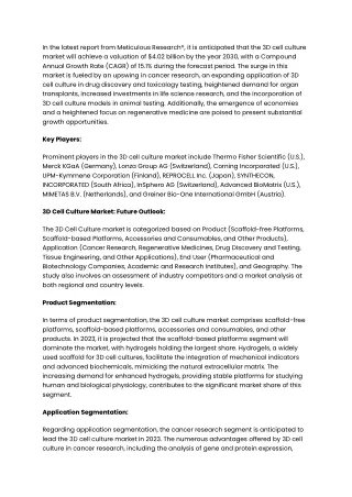 3D Cell Culture Market to be Worth $4.02 Billion by 2030