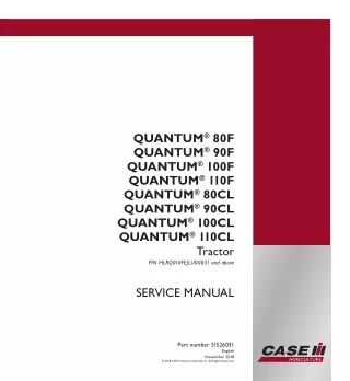 CASE IH Quantum 80F Tractor Service Repair Manual (PIN HLRQ010FEJLU00031 and above and up)