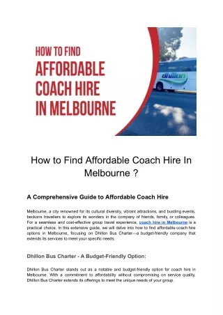 Exploring Affordable Choices for Coach Hire in Melbourne