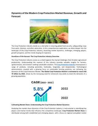 Dynamics of the Modern Crop Protection Market Revenue