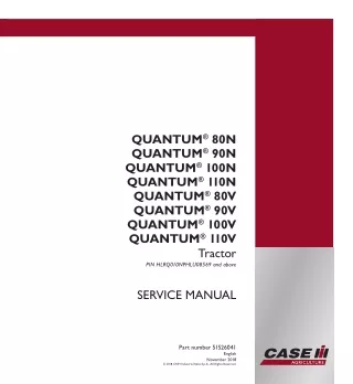 CASE IH Quantum 80V Tractor Service Repair Manual (PIN HLRQ010NPHLU08569 and above)