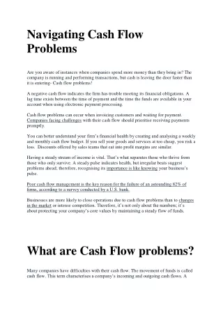 Navigating Cash Flow Problems
