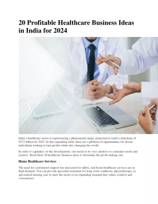 20 Profitable Healthcare Business Ideas in India for 2024