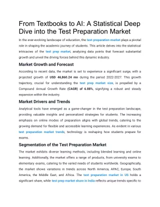 From Textbooks to AI A Statistical Deep Dive into the Test Preparation Market