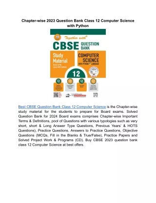 CBSE 2023 Question Bank Class 12 Computer Science for Board Exam Preparation