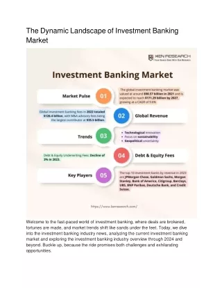 The Dynamic Landscape of Investment Banking Market