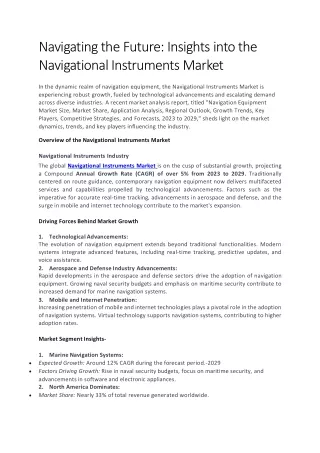 Navigating the Future: Insights into the Navigational Instruments Market