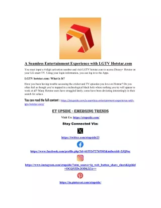 A Seamless Entertainment Experience with LGTV Hotstarcom