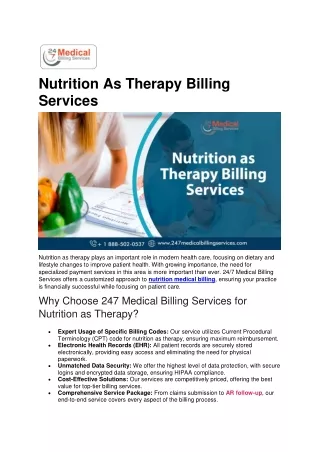 Nutrition As Therapy Billing Services