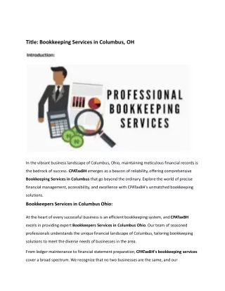 Bookkeeping Services in Columbus, OH