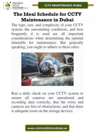 The Ideal Schedule for CCTV Maintenance in Dubai