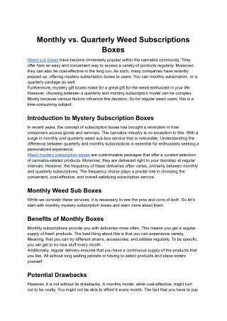 Monthly vs. Quarterly Weed Subscriptions Boxes