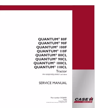 CASE IH Quantum 110CL Tractor Service Repair Manual (PIN HLRQ010FEJLU00031 and above and up)