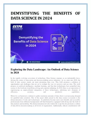 DEMYSTIFYING THE BENEFITS OF DATA SCIENCE IN 2024