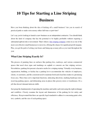 10 Tips for Starting a Line Striping Business