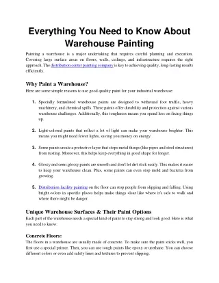 Everything You Need to Know About Warehouse Painting