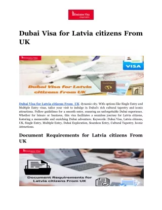 Dubai Visa for Latvia citizens From  UK